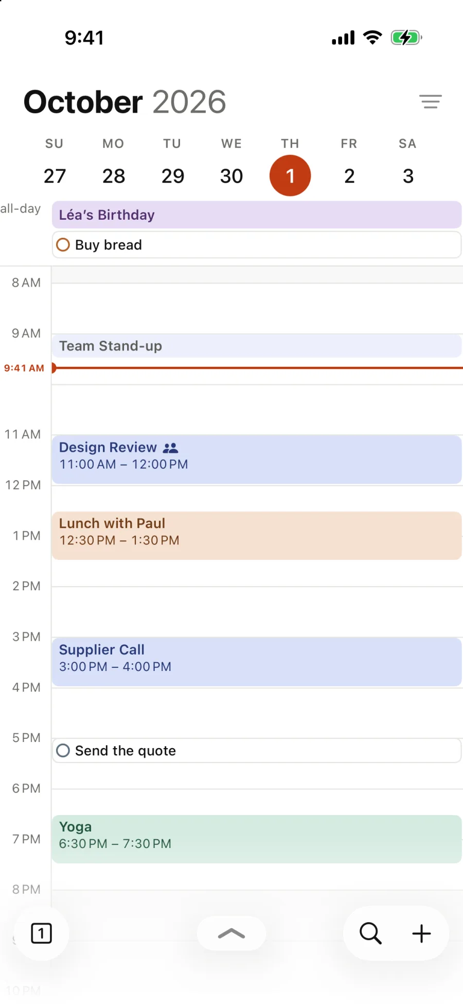 Thursday, October 1, hour by hour.
