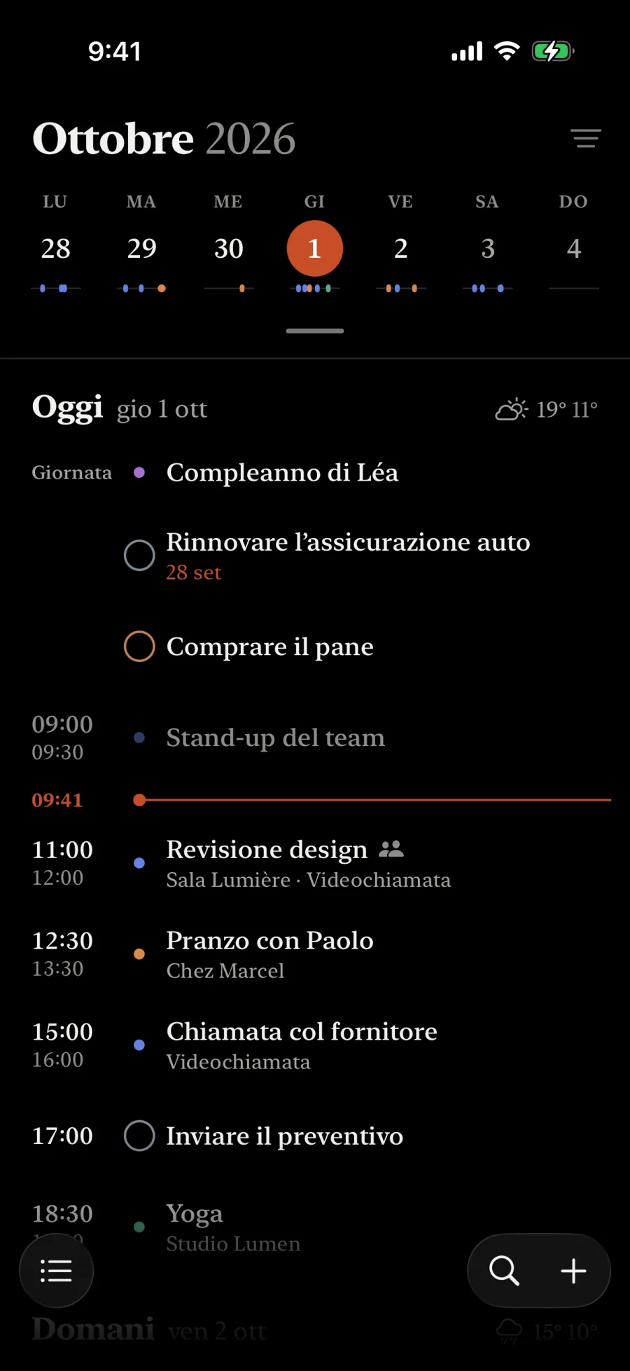 La stessa agenda nel serif di sistema, New York.