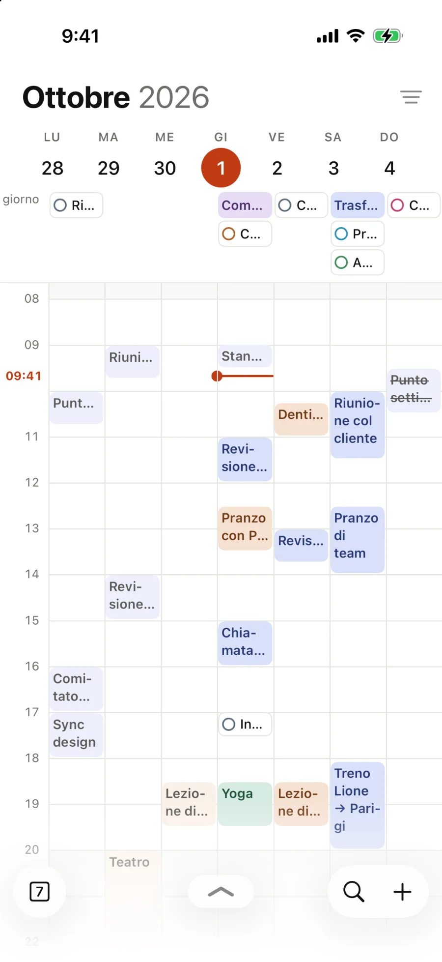 La settimana del 27 settembre, ora per ora, su sette colonne.